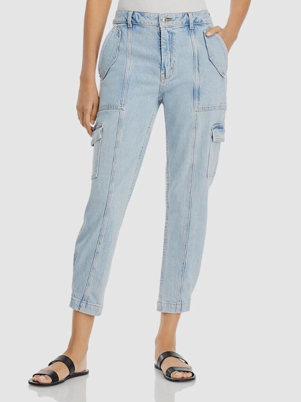 NWT Derek Lam 10 Crosby Lt Blue Elian Utility Jeans High Rise Ankle